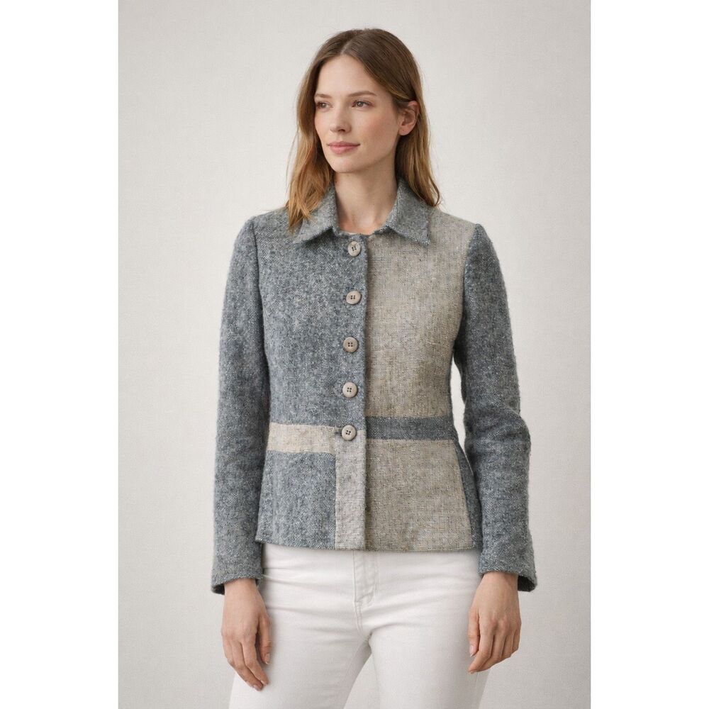 Roberto Quaglia Wool Alpaca Patchwork Jacket Gray Womens